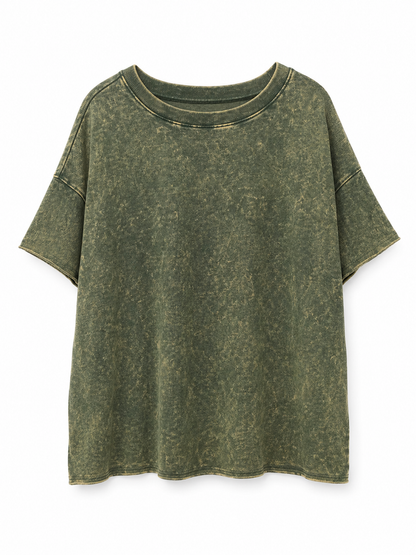 Plus Size Acid Wash French Terry Oversized Tee
