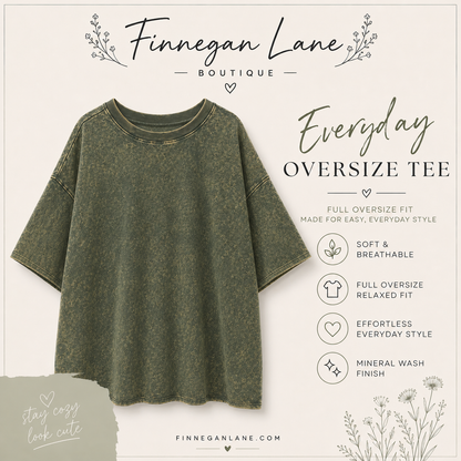 Plus Size Acid Wash French Terry Oversized Tee